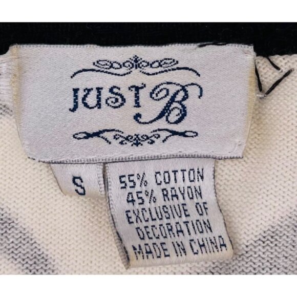 Zebra Print 3/4 Sleeve Cardigan Sweater With Beaded Trim Just B Size Small - Picture 2 of 4